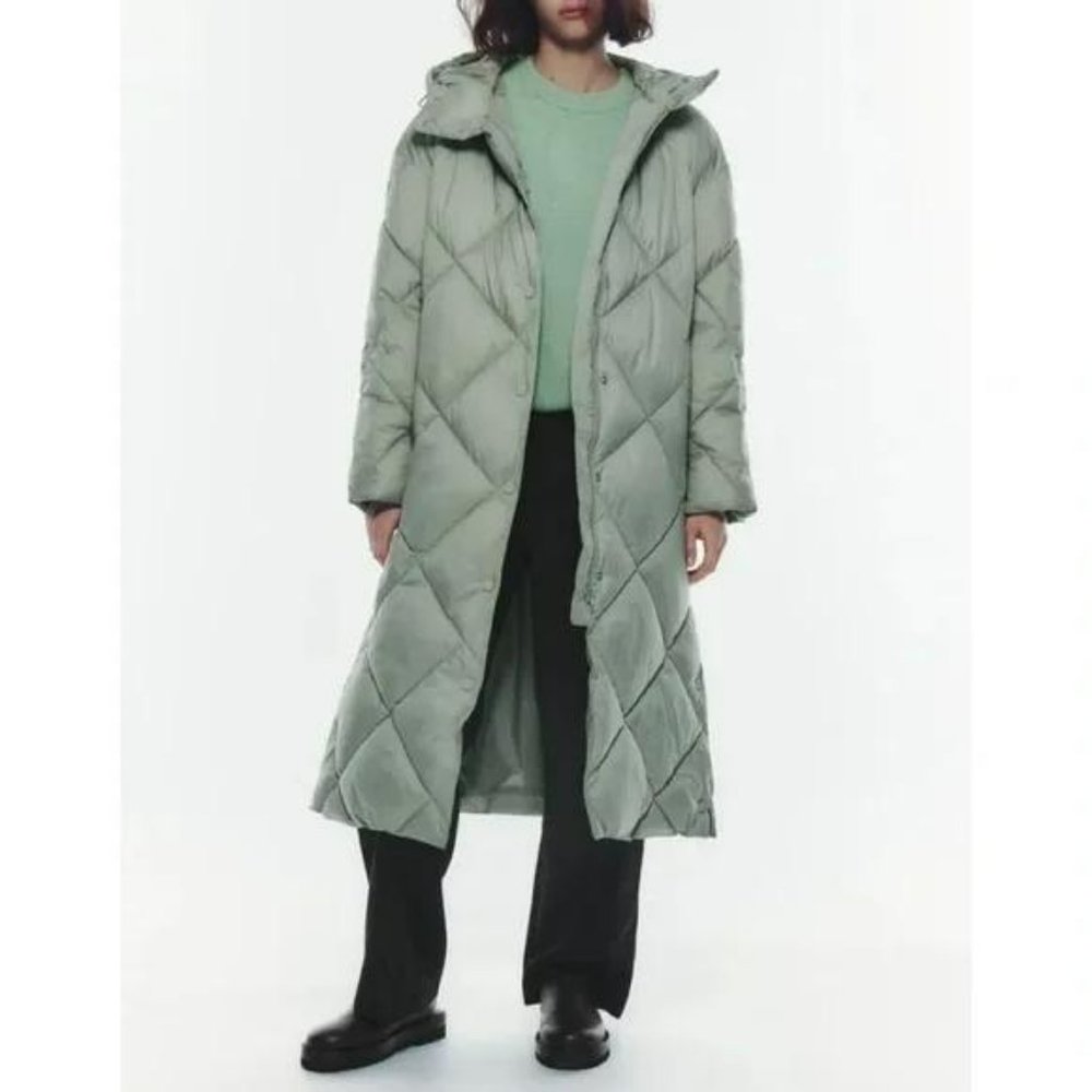 ZARA QUILTED PUFFER COAT WITH HOOD - Picture 3 of 12